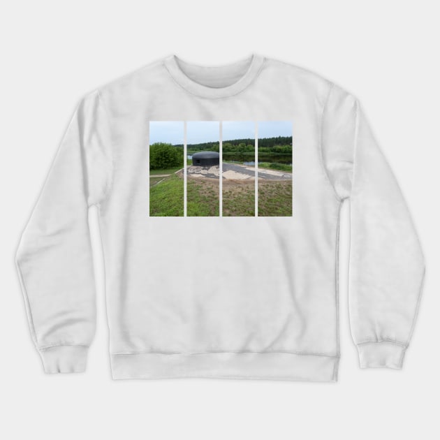 Polish defense line on the Narew river (Nowogrod). Metal turret on a concrete bunker. Second world war. Summer sunny day. No people. Crewneck Sweatshirt by fabbroni-art